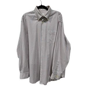 Peter Millar‎ Long Sleeve Mens Shirt Size XL White with Red & Blue Plaid